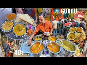 GUDDU Ka Dhaba Serves 40₹ Thali | Veg Pulao With 3 Types Curry | Masala Kulcha | @IndianFoodStories1