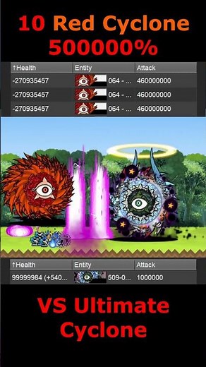 the battle cat 10 Red Cyclone 500000% VS Ultimate Cyclone #にゃんこ大戦争 #battlecats #bcu
