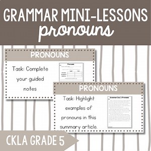 5th Grade CKLA Grammar: 1.2 Pronouns | Mini-Lesson & Activities