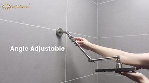 BRIGHT SHOWERS Brass Shower Arm Extender for Rain and Handheld Shower Head, 14 Inch Universal Shower Head Extension Arm, Adjustable Height & Angle, Brushed Nickel