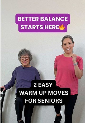🔥 Good balance starts with a good warm up! Try these 2 moves before any exercise. Ready for tomorrow’s balance tip? #BetterBalanceBetterLife #seniorhealth #balancetips #yes2next