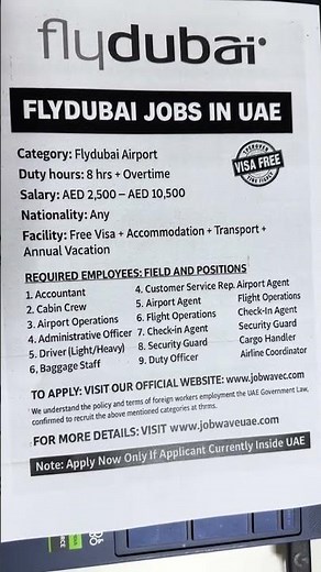 Flydubai Jobs 2025 | Cabin Crew, Ground Staff, Admin & More #jobwaveuae #dubaijobs2025 #dnatajobs