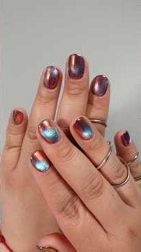 (gifted pr) chrome powder on regular nail polish? #cateyenails #nailhacks #magneticnails