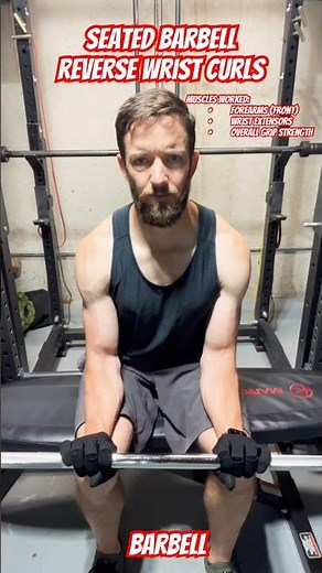 Build Strong Forearms Fast | Seated Barbell Reverse Wrist Curls #forearms #gymtips #strengthtraining