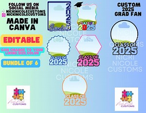 2025 Editable Graduation Fan (bundle of 6) - Etsy