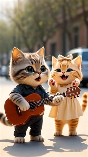 Cute Cats Couple Enjoying Romantic Song 🐱❤️🎵 #shorts #shortsfeed