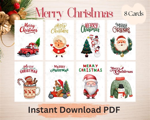Printable Christmas Card Set: Holiday Greeting Cards (PDF Download) - Etsy