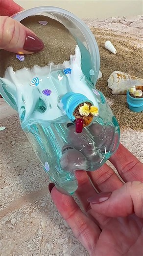 🌊Coastal Castle 🏖️ aqua coated clear, sand slime and thick and glossy #slime #asmr #oddlysatisfying #asmrsounds #asmrvideo