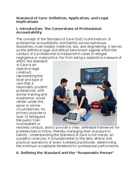 Standard of Care - CPR & EMS Ed - Reading Passage and x 10 Questions