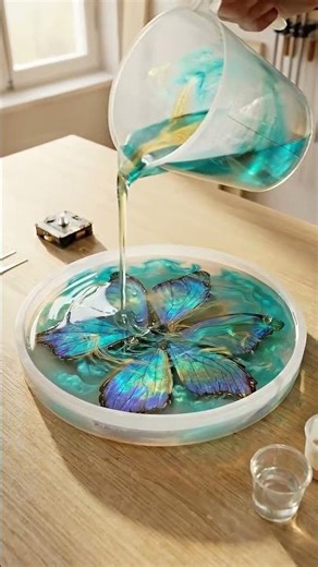 Butterfly Wings Frozen in Resin Clock Satisfying Build 🦋