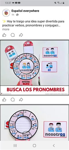 🕵️‍♂️ ¡Conviértete en detective de pronombres, verbos y conjugación! En el siguiente video te dejo algunas ideas para preparar lupas súper versátiles y practicar gramática de manera divertida. 🎯 Perfecto para: 🎲 Juegos en clase 📚 Repasar gramática y conjugación ✍️ Actividades de verbos de forma práctica y lúdica 🔍 Consigue aquí tus lupas: https://espanolew.sellfy.store/p/detetive-1/ ¡Un abrazo! Carmen 💛 #juegos #gramatica #clases #maestra #colegio