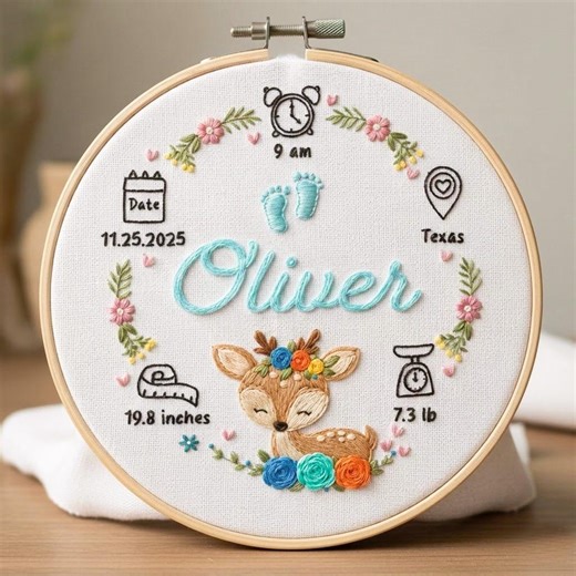 Personalized Baby Birth Announcement Embroidery Hoop, Newborn Gift, Babies Embroidery Ornament, Baby Shower Gifts, Newborn Gift, Baby Shower - Etsy