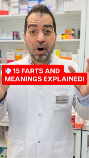 Pharmacist Mufit Karacabeyli on Instagram: "💨 15 FARTS AND MEANINGS EXPLAINED! #health #digestion #body Your farts can actually reveal a lot about your health 💨 ⚠️ This is not medical advice – always consult your doctor for personal concerns. Thank you so much for watching, my beautiful friends. 💚 Stay curious, stay healthy, and take care of your body every single day!"