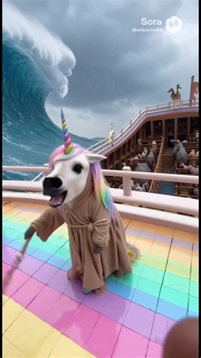 พึ่งรู้วิธีหนีน้ำท่วมของ โนอานิคอน #unicorncafe #unicorn #noah #flood #animals