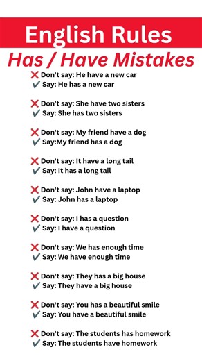 Stop Confusing HAS and HAVE! ❌ 10 Common English Mistakes & Grammatical Rules #esl #english