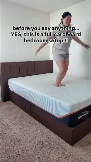 This bedroom setup is fully cardboard