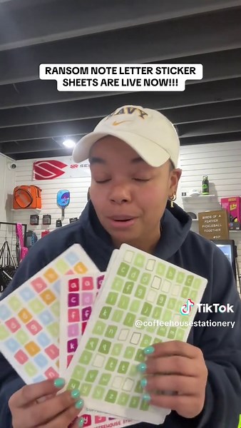 new sticker sheets are live!!! it’s an 8x6 vinyl waterproof sticker sheet with three of every single letter and some exclamation points!! i only ordered 5 of each color, so this is a very limited drop while i test the waters!! link in bio i hope you LOVEEEE them!!! #newstickers #ransomnotestickers #alphabetstickers #letterstickers