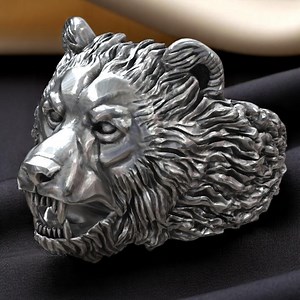18K Gold Plated Lion Head Ring: 925 Silver Fierce Animal Jewelry - Etsy