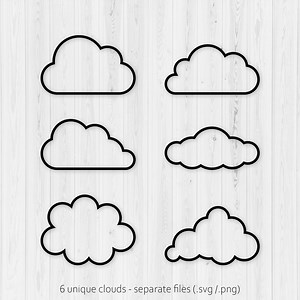 Cloud Outline SVG | Outline Clouds | Set of Black Clouds | for Cricut, Silhouette, Laser, Print or Digital - Etsy