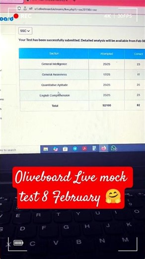 SSC CGL Tier 1 oliveboard live test 8 February #ssccgl2026 #oliveboard #oliveboardlivemock #cglmains