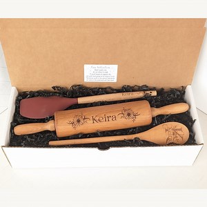 Engraved Sunflower Rolling Pin Gift Set: Personalized Baking Gift Box - Etsy