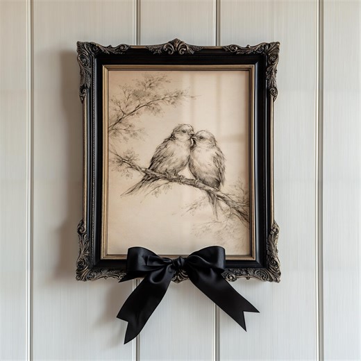 Love Birds Printable, Vintage Bird Prints, Neutral Valentine Wall Art, Romantic Spring Bird Sketch, Nursery Wallart, SKE117 - Etsy