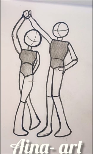 Anime Couple pose drawing💖 #drawing #tutorial #pose #fypシ゚