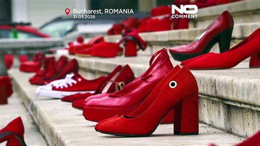 Roumanie : des chaussures rouges dénoncent les féminicides