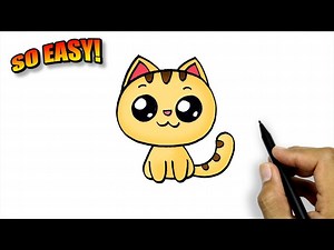 How To Draw A Cartoon Cat | Cute Cat Drawing - Videos For Kids
