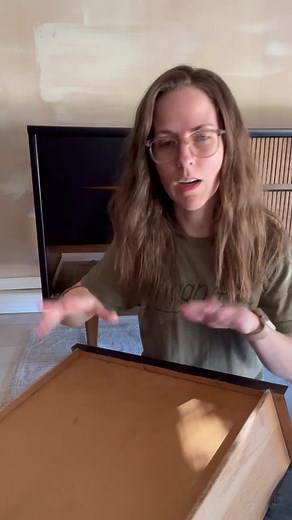 Save this for the next time you need to replace your wooden drawer slides! After gluing your drawer slide in place, you can use a small nail for extra durability just make sure it’s not too long so it doesn’t go through the other end of your drawer. Follow for part two! Links in Amazon storefront. #furniturerefinishing #drawerslides