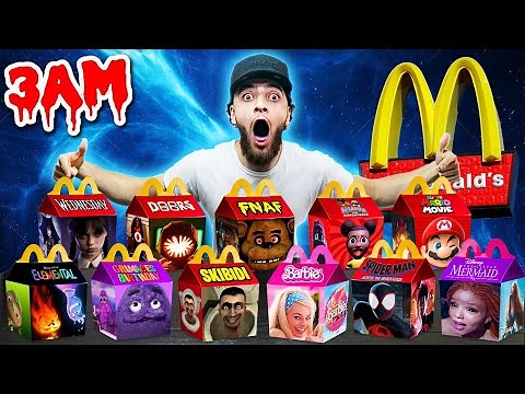 DO NOT ORDER EVERY SCARY MCDONALDS HAPPY MEAL AT 3AM!! *GRIMACE SHAKE, BARBIE, ELEMENTAL & MORE*