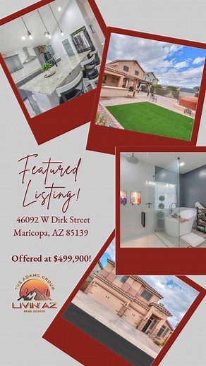 ✨ FEATURED LISTING! ✨ 📍 46092 W Dirk Street, Maricopa, AZ 85139 💰 $499,900 • 3-CAR GARAGE! https://livinaz.idxbroker.com/idx/details/listing/b012/6933284/46092-W-Dirk-Street-Maricopa-AZ-85139 This stunning & spacious home offers: 🏡 6 beds 3.5 baths (incl. 2nd master!) 🍽️ Chef’s kitchen w/ grey cabinets, granite, SS appliances & double ovens ✨ Vaulted ceilings, designer paint & wood laminate flooring 🌴 Backyard oasis w/ pergola, outdoor kitchen, artificial turf & pizza oven! Located in sough