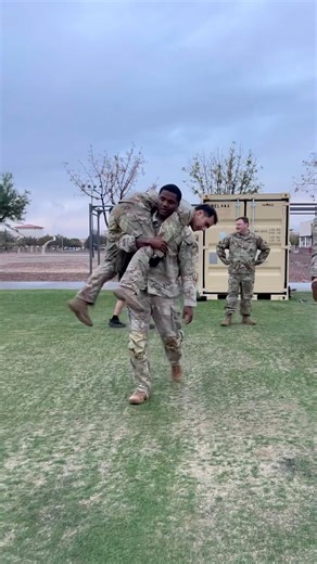 Army Soldiers fireman’s carry #army #militaryeverything #militarytraining #foryou #military #fyp #fy