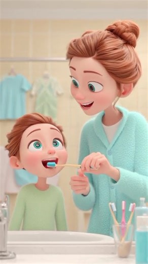 Cute Morning Moments With Mom 🪥✨ #familyfirst #kidsroutine