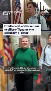 568K views · 10K reactions | After he was called a “clown” by Senator Jim Banks, fired Health and Human Services worker Mack Schroeder returned to the senator's office with a group of other fired federal workers seeking answers. | NBC News | Facebook