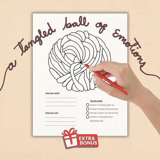 Tangled Ball of Emotions: Mindfulness Tool for Art Therapists - Mental Health & Self-regulation Resource - Feelings Worksheet for Counselors - Etsy