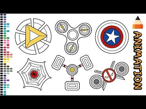How To Draw Spinner | Set Fidget Spinners | Spinners Wheels | Drawing Superheroes For Kids