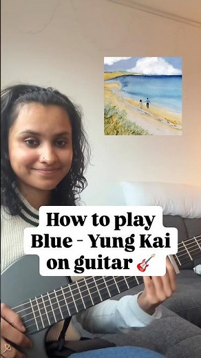 How to play Blue by Yung Kai on the guitar (EASY LESSON) 🎸 #shorts