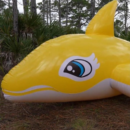 Bright Yellow 3-Meter-Long Pool Toy Whale Inflation