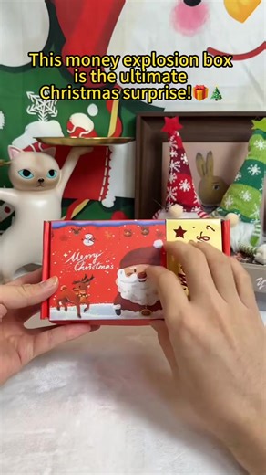 This is the coolest Christmas gift ever. These Gift Explosion boxes are amazing. And the setup is so simple. All you do is place a Bill and then place a box on top of it, and then you stack them up. And then once you have all of your bills stacked up, then you place it all in the box and then shut the lid of the box. And then to make it a little more fun, it comes with this little snowflake confetti that you can throw in. So when all the money goes everywhere, the confetti goes with it. Now all 