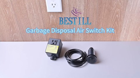 BESTILL Garbage Disposal Sink Top Air Switch Kit with Single Outlet, Matte Black 3.6" Long Push Button with Brass Cover, UL Listed, Compatible with all Garbage Disposals