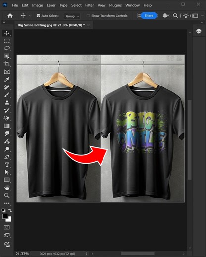 116K views · 1K reactions | How to place logo on black T-Shirt in adobe photoshop #bigsmileediting | Big Smile Editing | Facebook
