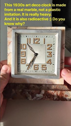 ☢ Radioactive 1930s Art Deco Marble Clock | Radium Dial