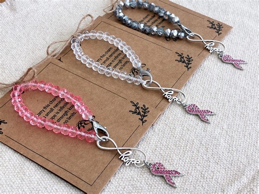 Breast Cancer Awareness Pink Ribbon Purse Charm, Crystal Beaded Bag Charm, Inspirational Survivor Gift, Gift Ready - Etsy