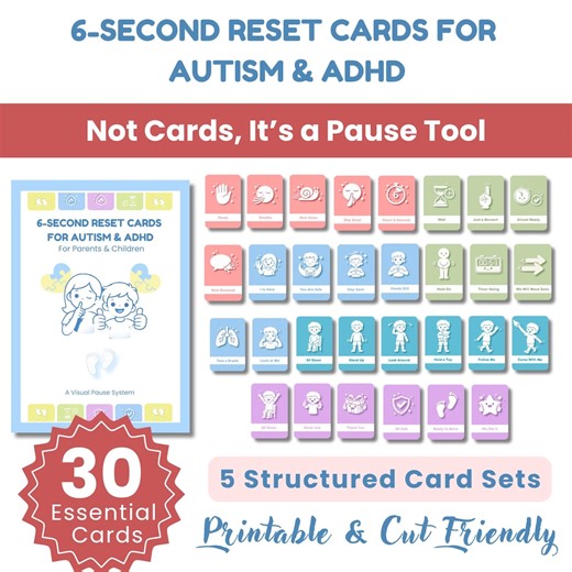 6-second Reset Cards for Autism & ADHD | Calm Meltdown Prevention Visual System | Visual Supports - Etsy Canada