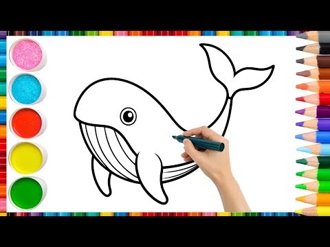 How To Draw cute shark. Easy Drawing, Painting & Coloring For Kids and Toddlers_🌈🎨