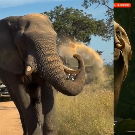 Massive African Elephant Dominates the Track | Unforgettable Safari Close-Up