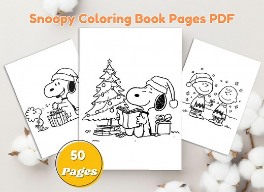 50 Snoopy Coloring Pages – Charlie Brown Christmas Printable PDF (instant Download) - Etsy