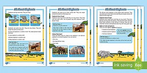 KS1 All About Elephants Reading Comprehension Activity Aged 5-7