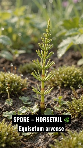 Horsetail Life Cycle 🌿 | Equisetum arvense | Spore to Plant Growth Time-Lapse. #shorts